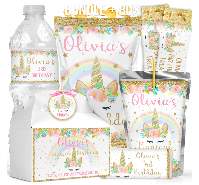 Editable Unicorn Birthday Party Decorations B2