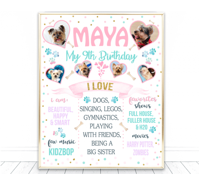 Dog Birthday Milestone Template with photos