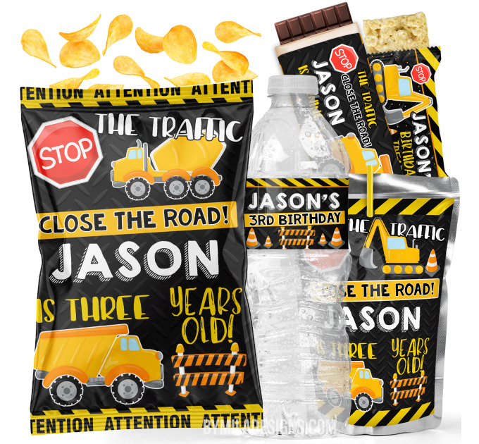Editable Construction Birthday Party Decorations B6
