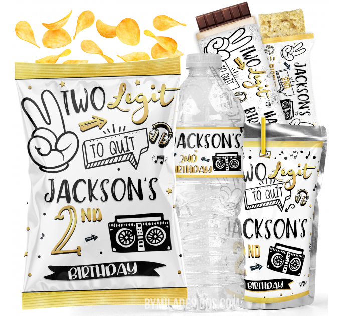 Editable Two Legit to Quit Birthday Party Decorations B1