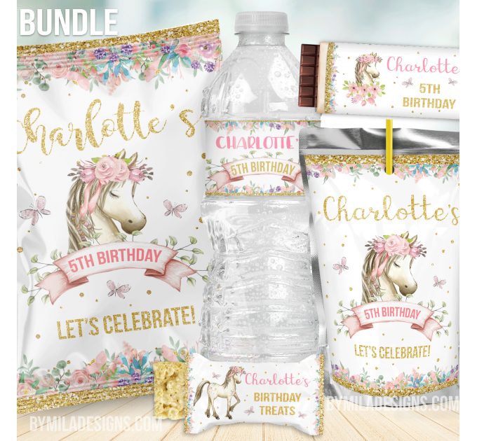 Editable Cowgirl Horse Pony Party Decor B4