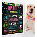 Editable Dog Birthday Party chalkboard Sign Template