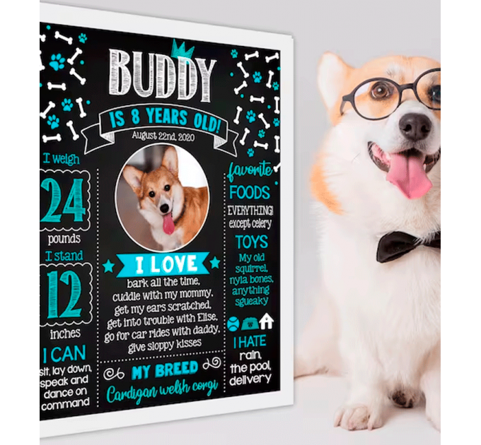 Printable Dog boy Birthday Milestone with photo