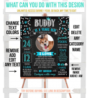 Printable Dog boy Birthday Milestone with photo